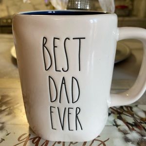 Rae Dunn BEST DAD EVER Mug. Blue Inside.